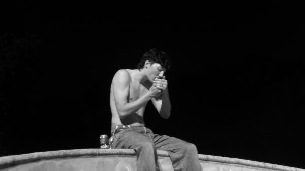 a break in the skatepark, pause for a cigarette