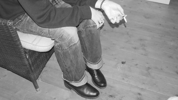 snapshot, party, smoking alone